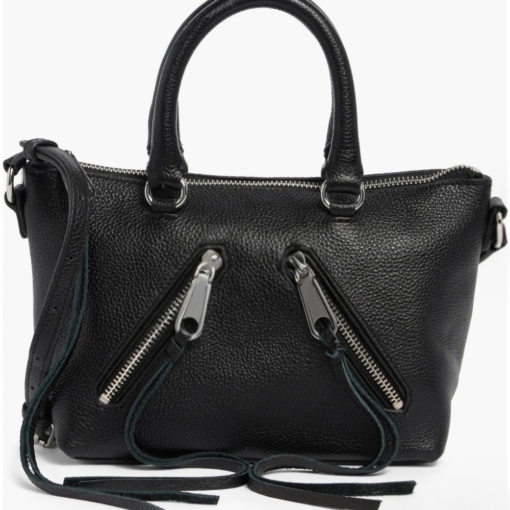 Rebecca Minkoff Micro Moto Black Leather Satchel Crossbody Purse